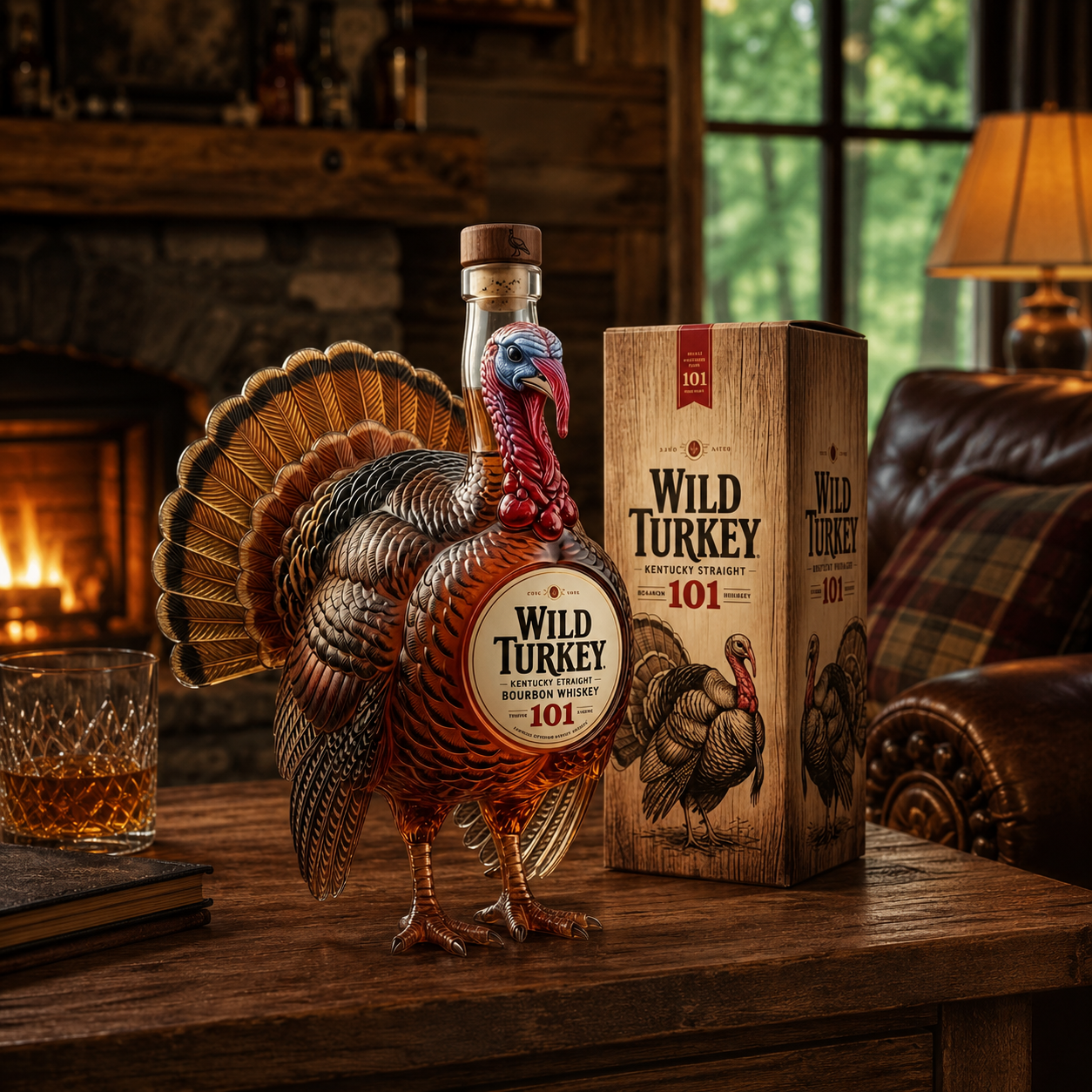Wild Turkey 101 3D Sculpted Turkey Whiskey Bottle