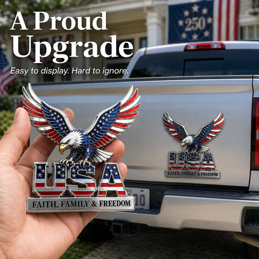 โ
USA Faith, Family & Freedomโ
Metal Emblem