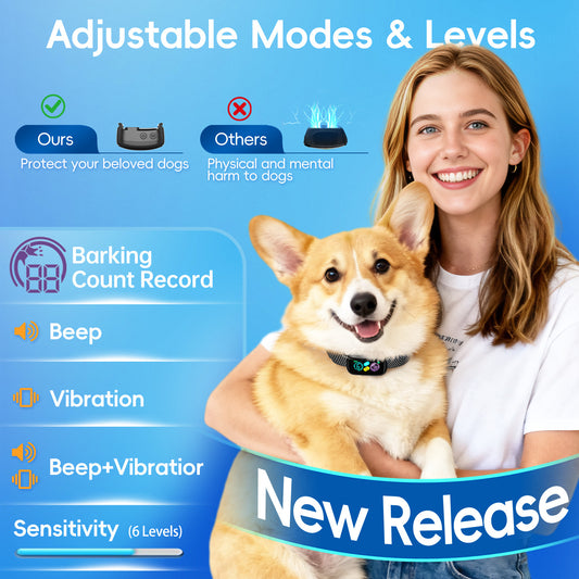 Smart No-Shock Bark Collar with Bark Count Record