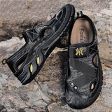 Men Summer Flat Heel Casual Cowhide Leather Hiking Shoes