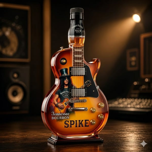 🔥Appetite for Rock: Vintage Sunburst Guitar Figurine Spirit Bottle