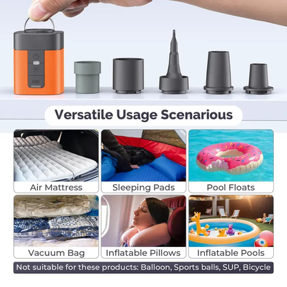 ✨Portable Mini Air Pump for Air Mattresses & Pool Floats – Fast Inflate & Deflate, Rechargeable, with LED Light