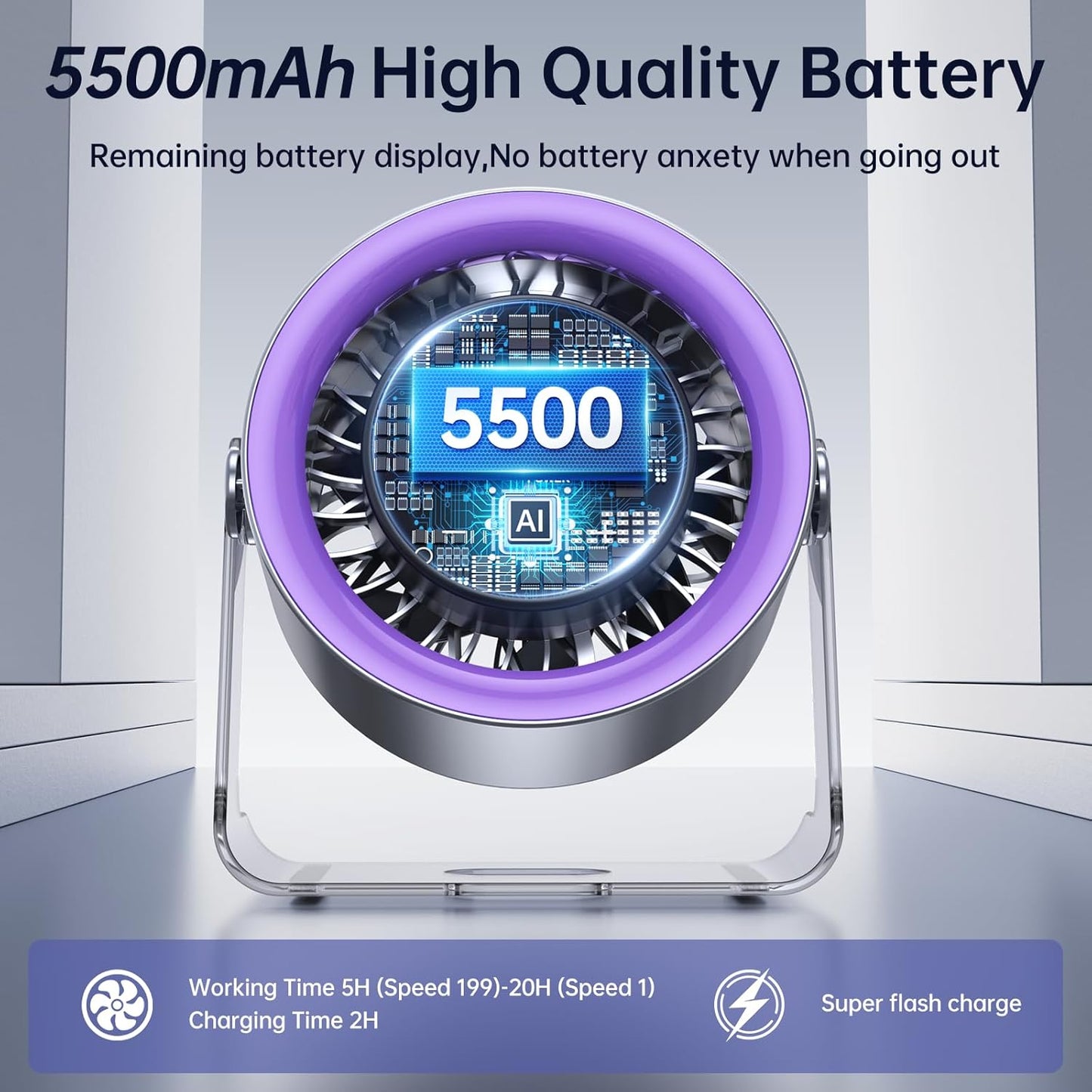 100 Speeds Digital Display Quiet Table Fan