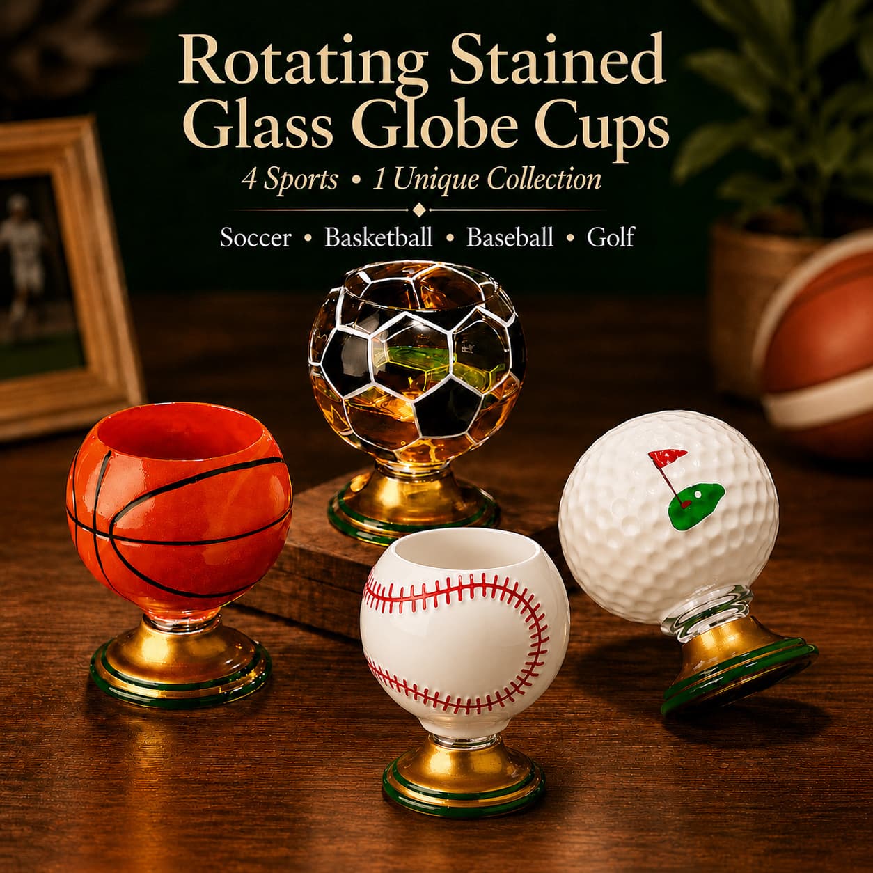 Rotating Stained Glass Globe Cup