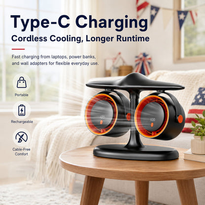 ✈️Airplane‑Style Dual Turbo Desktop Circulating Fan