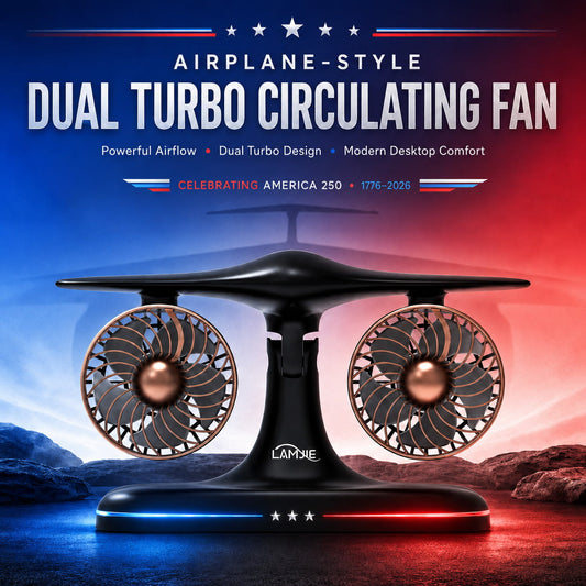 ✈️Airplane‑Style Dual Turbo Desktop Circulating Fan