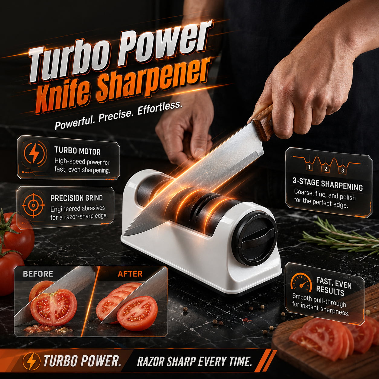 3-Stage Electric & Manual Knife Sharpener