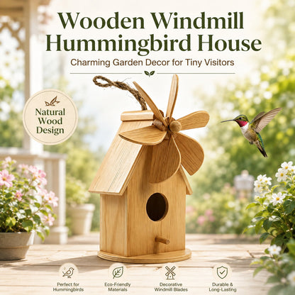 Wooden Windmill Hummingbird House