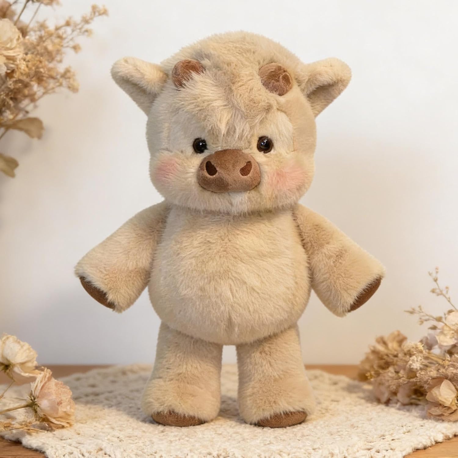 Cute Running Scottish Highland Cow Stuffed Animal