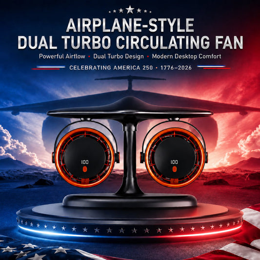 ✈️Airplane‑Style Dual Turbo Desktop Circulating Fan