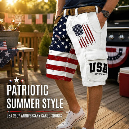 USA 250th Anniversary Vintage Cargo Shorts for Men