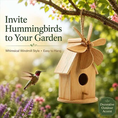 Wooden Windmill Hummingbird House