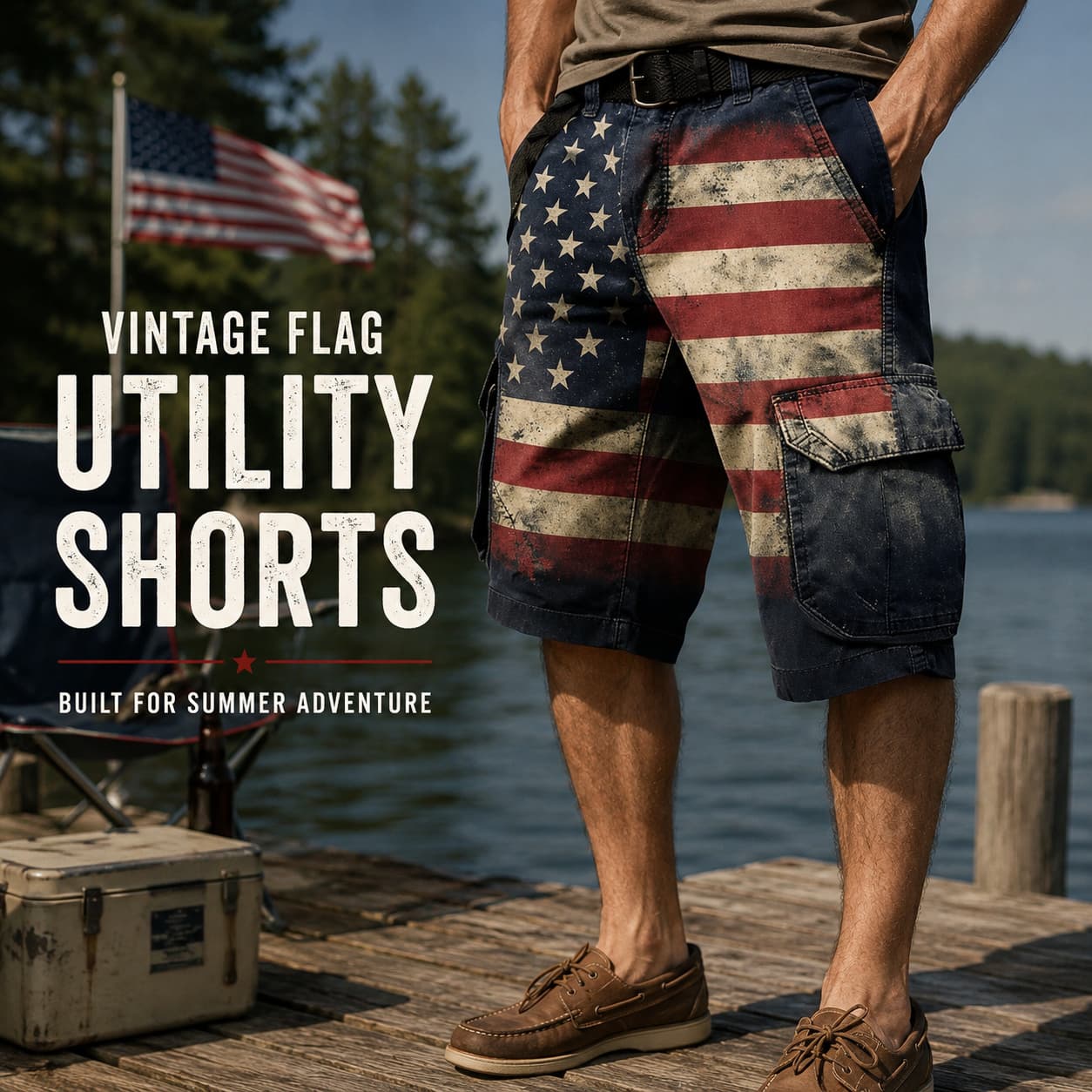 USA 250th Anniversary Vintage Cargo Shorts for Men