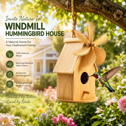 Wooden Windmill Hummingbird House