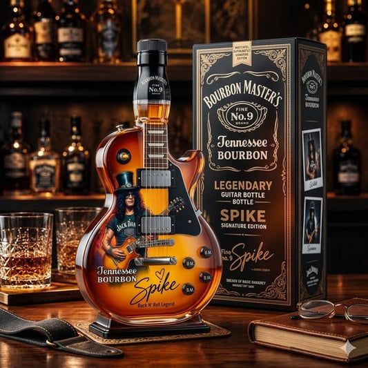 🔥Appetite for Rock: Vintage Sunburst Guitar Figurine Spirit Bottle