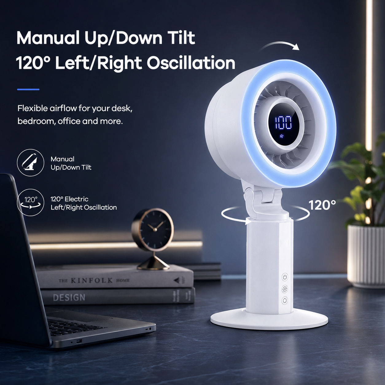 Silent High-Speed Digital Display Stepless Adjustable Air Circulator Fan