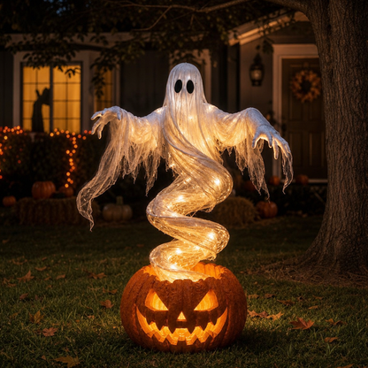 Rotating Ghost Pumpkin Halloween Yard Light