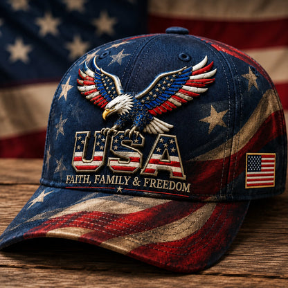 🏆Last Day Promo: 49% OFF 🎖️-USA Faith, Family & Freedom Cap - Embroidered Edition🧢