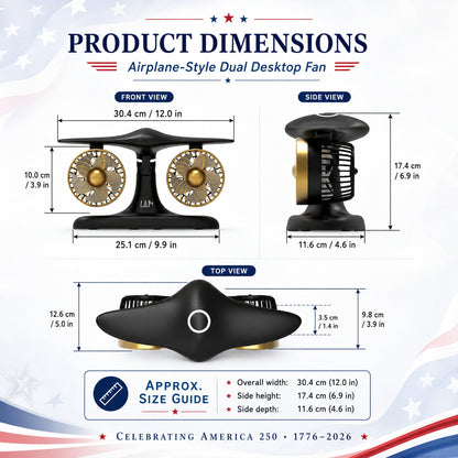 ✈️Airplane‑Style Dual Turbo Desktop Circulating Fan