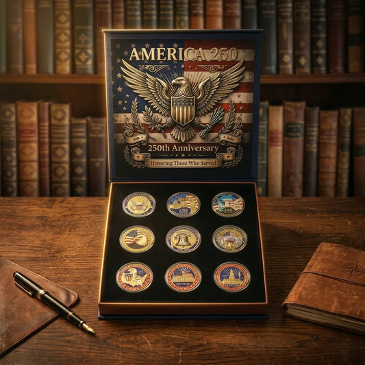 9PCS USA 250th Anniversary Commemorative Coin Gift Set