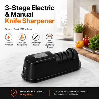 3-Stage Electric & Manual Knife Sharpener
