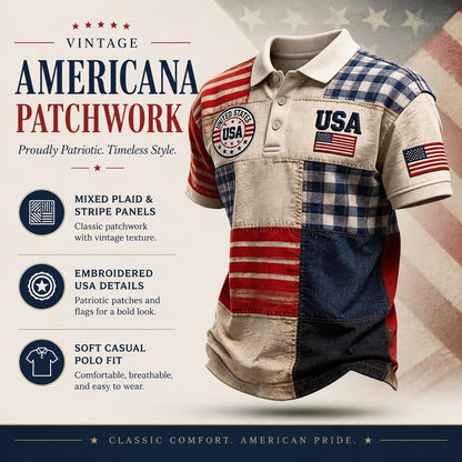 Men's USA 250th Anniversary Print Casual Polo Shirt
