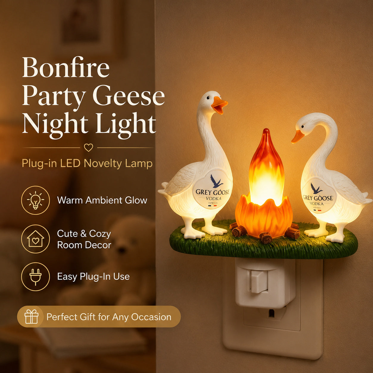 Bonfire Party Geese Night Light