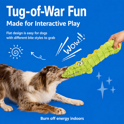 Stuffing-Free Squeaky Plush Dog Toy – 23.6" Long Tug Toy