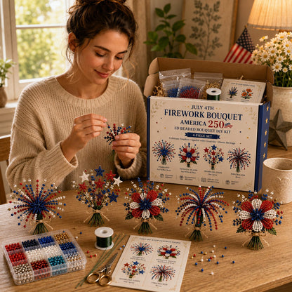 America 250 Beaded Bouquet DIY Kit – Limited Edition Patriotic Craft Collection
