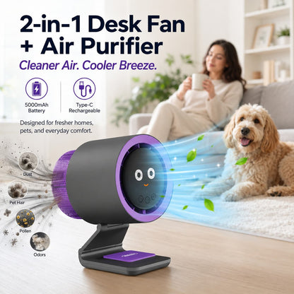 2-in-1 Desktop Cooling & 10‑Stage Purification Air Purifier Fan