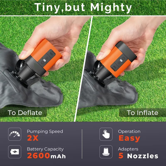 ✨Portable Mini Air Pump for Air Mattresses & Pool Floats – Fast Inflate & Deflate, Rechargeable, with LED Light