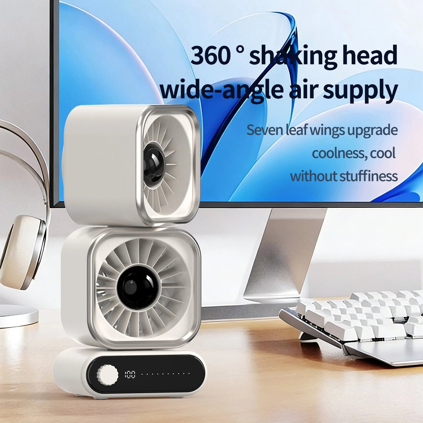 Zekear™ 360° Smart Desk Fan – Powerful Cooling in a Compact Design