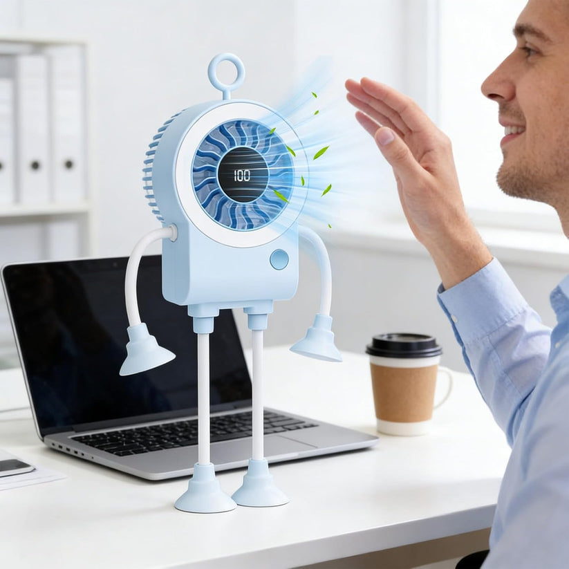 🌟🤖 Cute Robot Shaped Multi-scene Portable Desk Fan