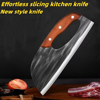Hand-Forged Carbon Steel Kitchen Knife Set - Ultra Sharp Cleaver & Boning Knife, Ergonomic Wooden Handle, Multi-Functional Meat & Vegetable Slicer for Home Cooking