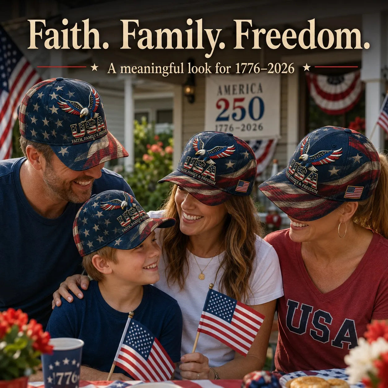 🏆Last Day Promo: 49% OFF 🎖️-USA Faith, Family & Freedom Cap - Embroidered Edition🧢
