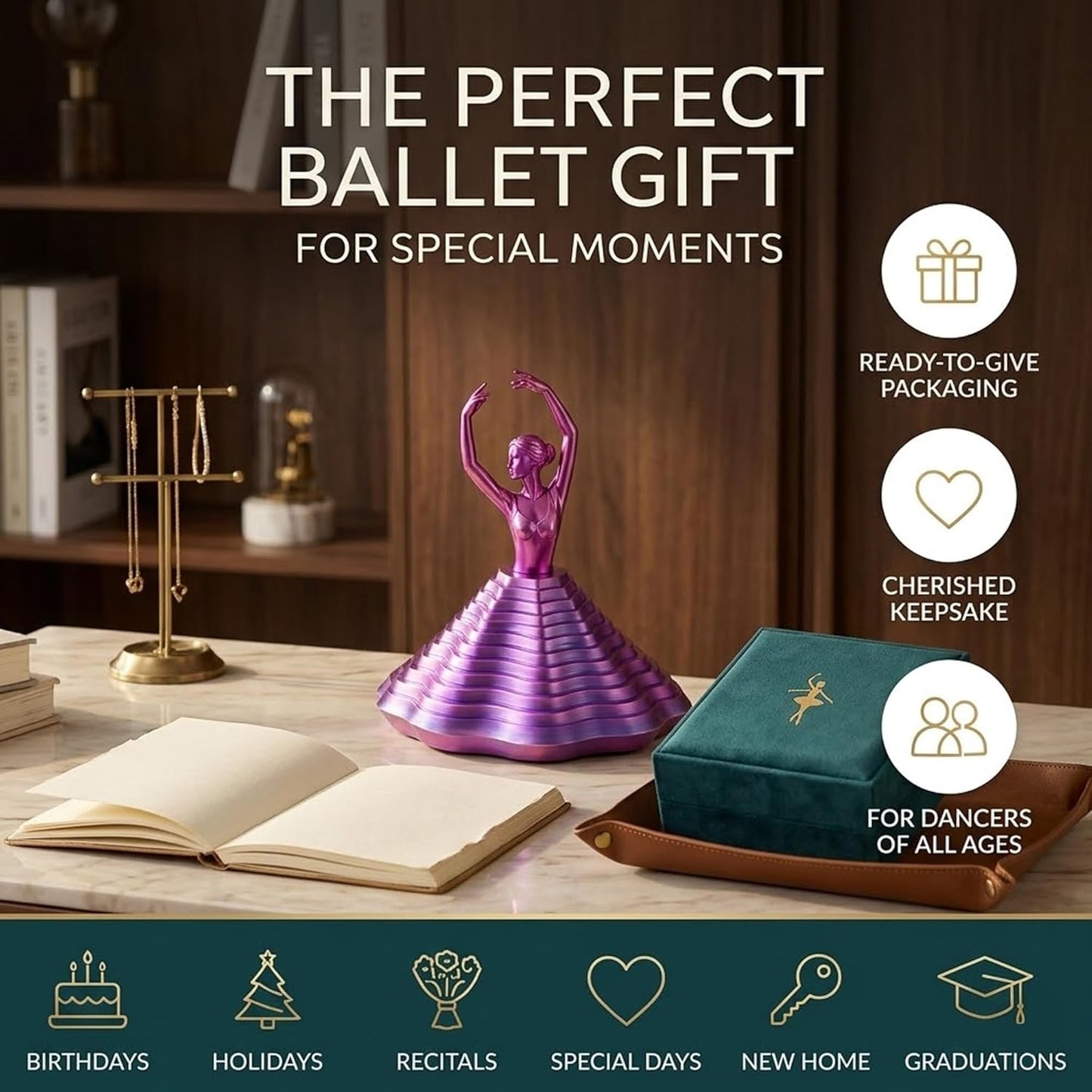 3D Printed Spinning Ballerina – Elegant Fidget Sculpture for Desk & Decor