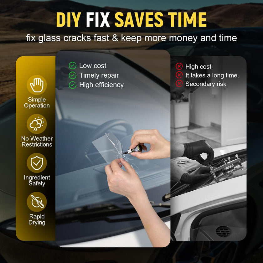DIY Windshield Chip Repair Kit 2 Pack With UV Activated Resin