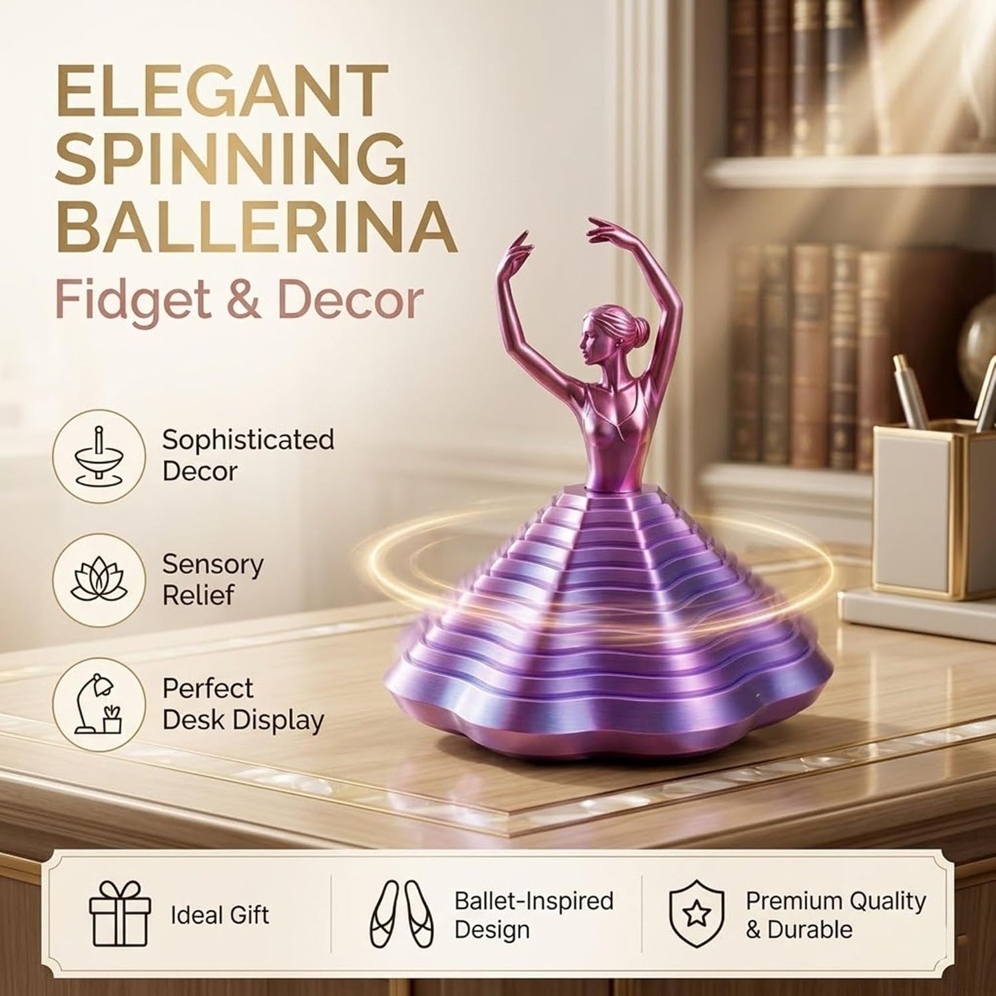 3D Printed Spinning Ballerina – Elegant Fidget Sculpture for Desk & Decor