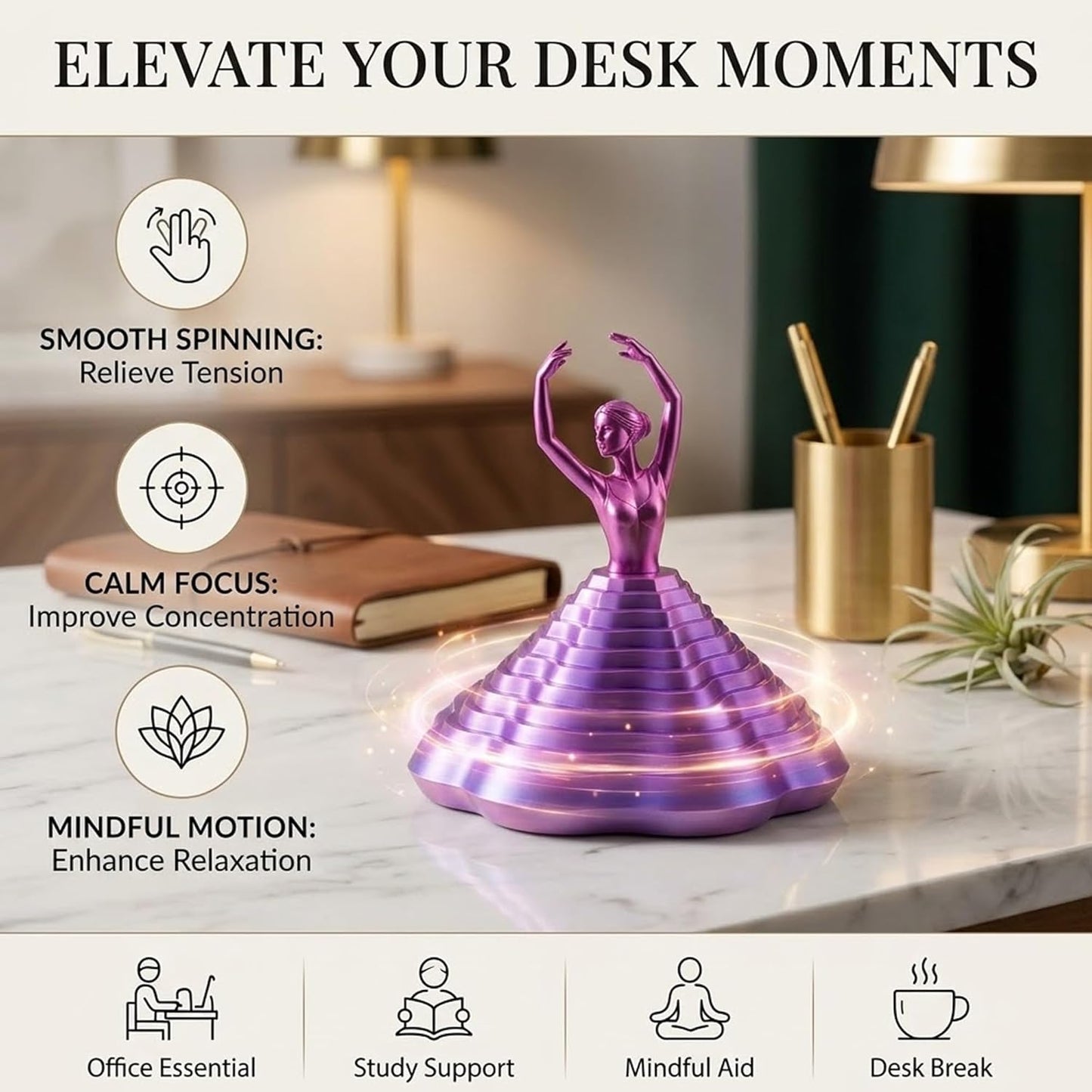 3D Printed Spinning Ballerina – Elegant Fidget Sculpture for Desk & Decor