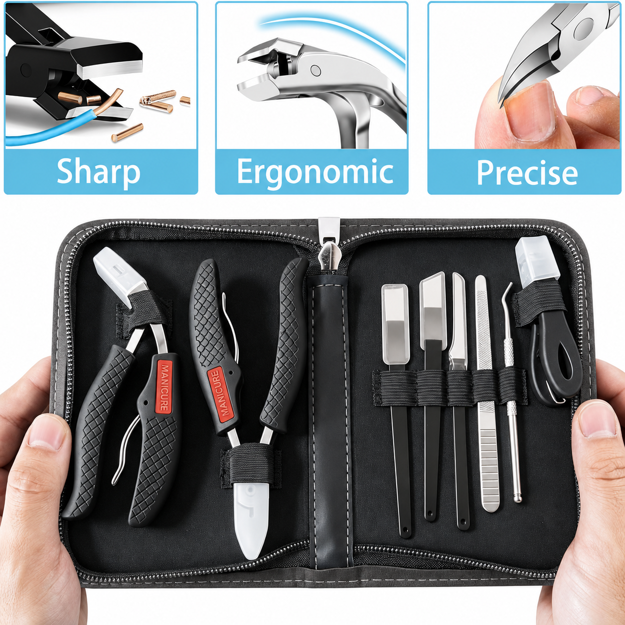 8-Piece Wide-Jaw Toenail Clipper Kit for Seniors