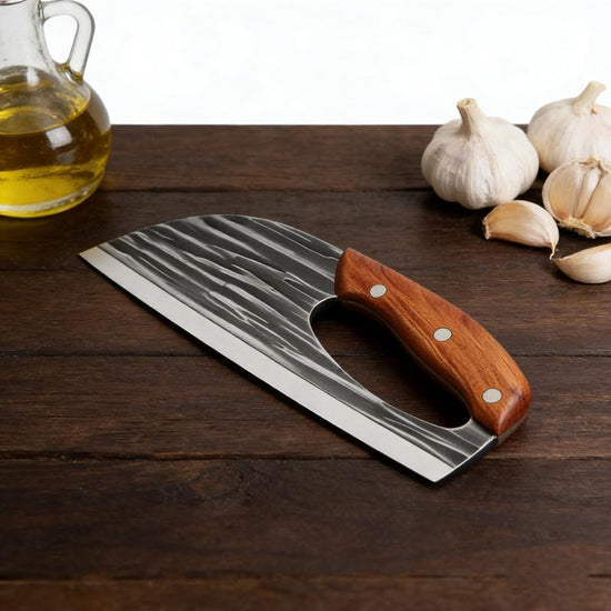 Hand-Forged Carbon Steel Kitchen Knife Set - Ultra Sharp Cleaver & Boning Knife, Ergonomic Wooden Handle, Multi-Functional Meat & Vegetable Slicer for Home Cooking