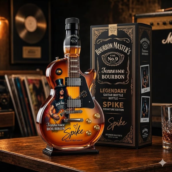 🔥Appetite for Rock: Vintage Sunburst Guitar Figurine Spirit Bottle