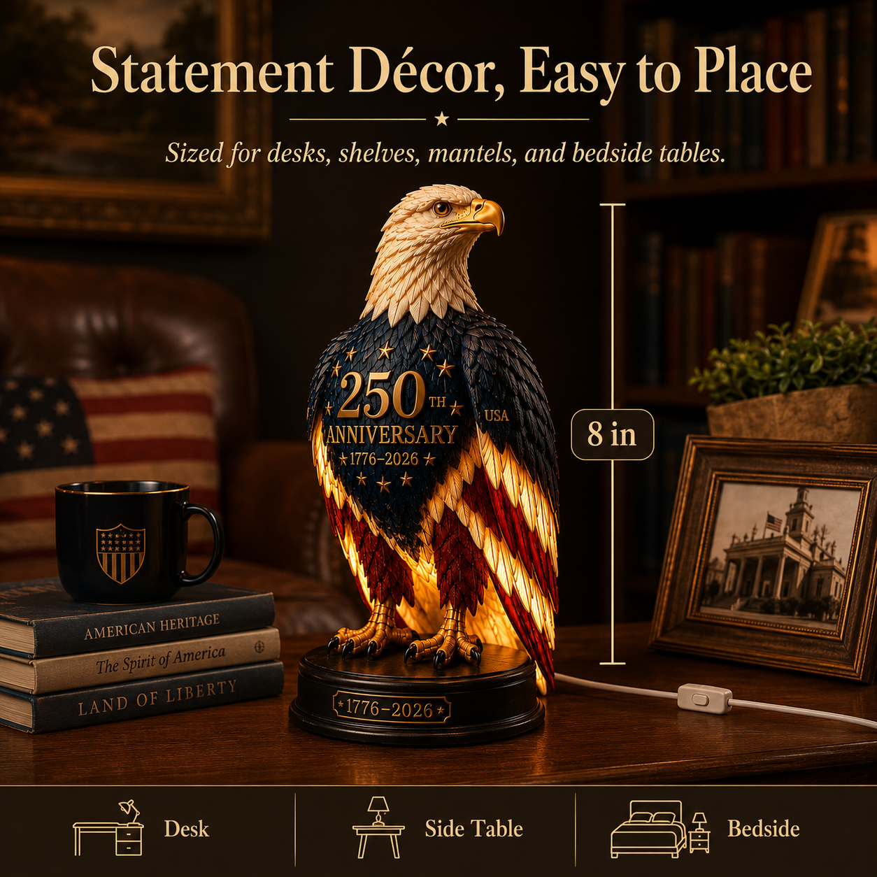 🗽USA 250th Anniversary Patriotic Eagle Light