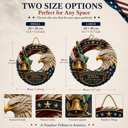 USA 250th Anniversary Commemorative Patriotic Eagle Feather Wreath