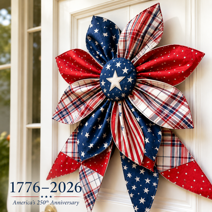 American 250th Anniversary Patriotic Flower Wreath
