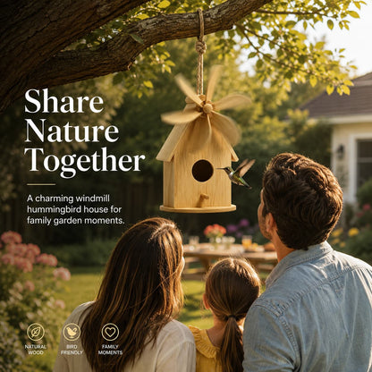 Wooden Windmill Hummingbird House
