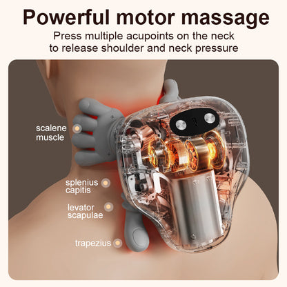 Wireless Heated Shoulder & Neck Massager with Realistic Hand Simulation