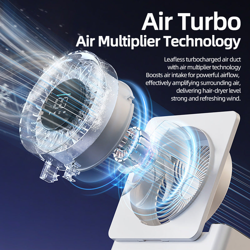 Rechargeable Multifunctional Cooling Fan – 4000mAh Wall-Mount Fan with LED Display & 100-Speed Control