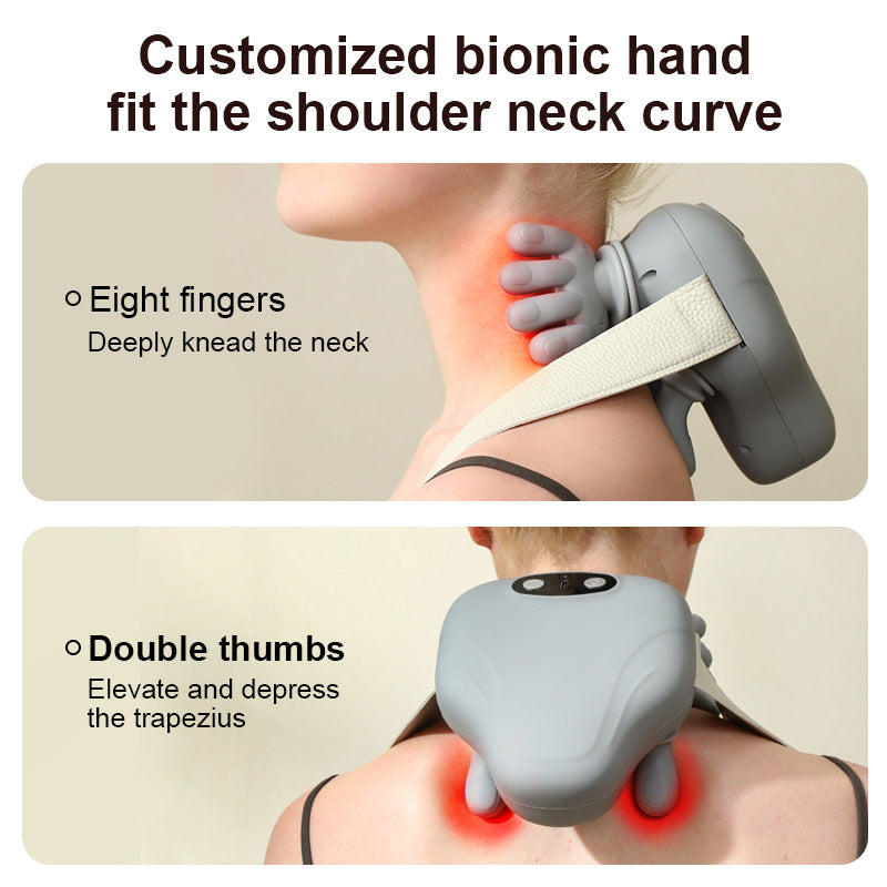 Wireless Heated Shoulder & Neck Massager with Realistic Hand Simulation