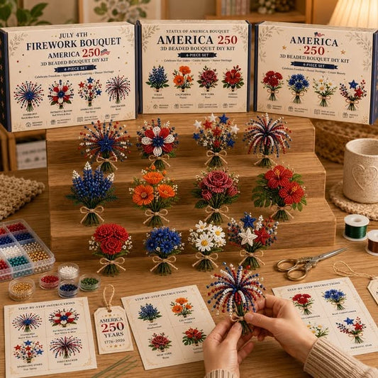 America 250 Beaded Bouquet DIY Kit – Limited Edition Patriotic Craft Collection